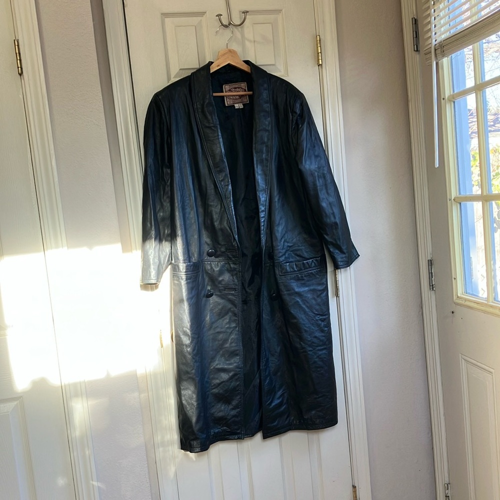 Vintage Leather Trench Coat Men’s Small